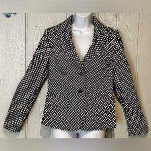 New York & Company Black & White Geometric Blazer